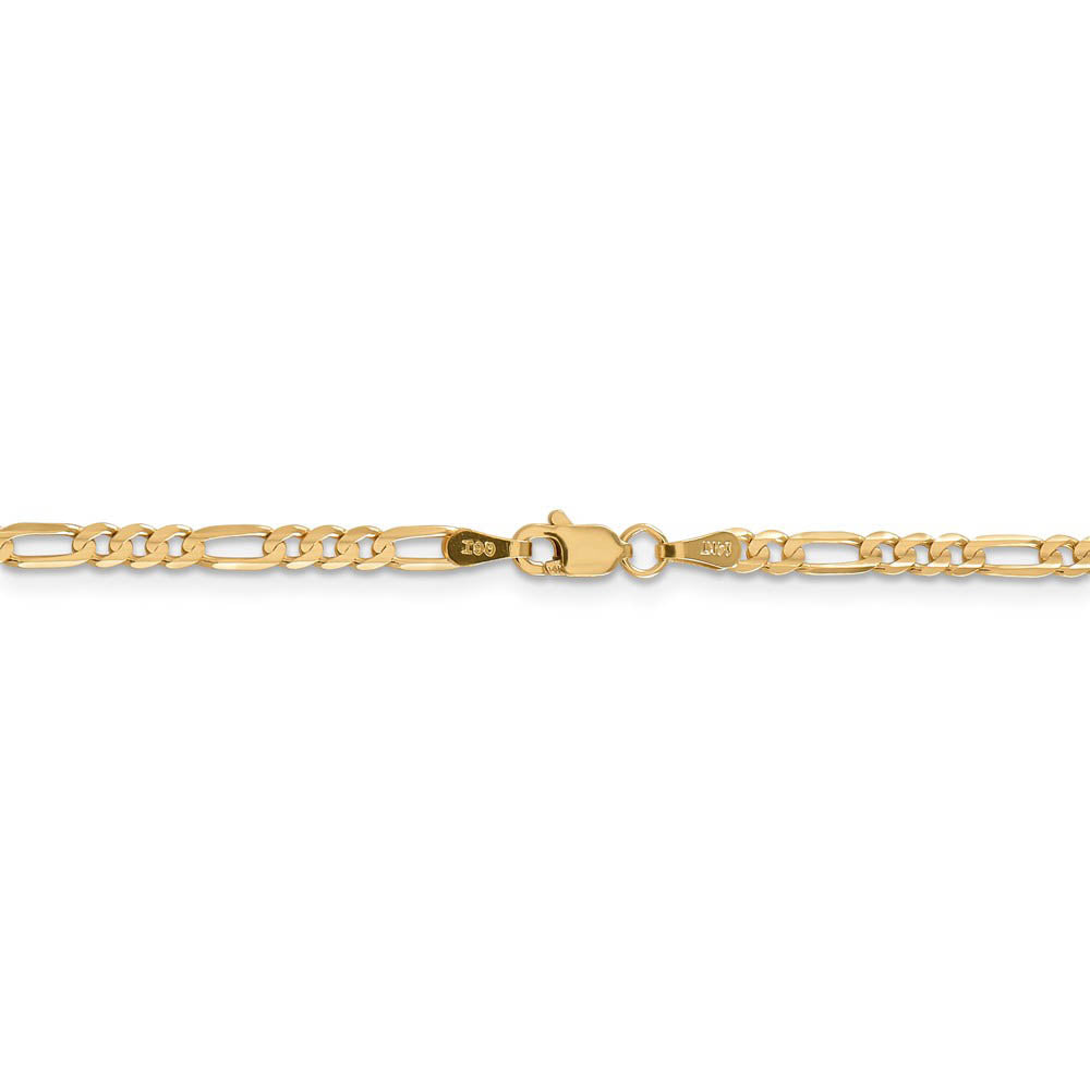 Alternate view of the 3mm, 14k Yellow Gold, Open Concave Figaro Chain Bracelet by The Black Bow Jewelry Co.