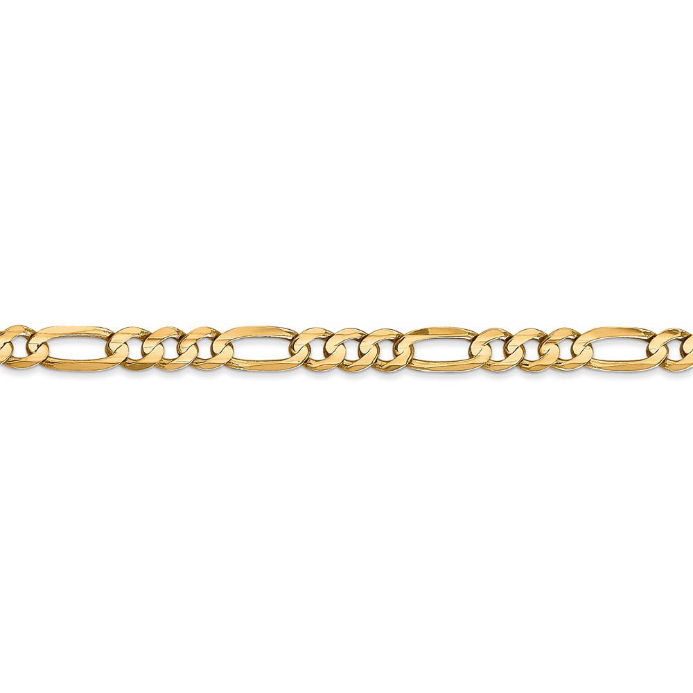 Alternate view of the 4.5mm, 14k Yellow Gold, Open Concave Figaro Chain Bracelet by The Black Bow Jewelry Co.