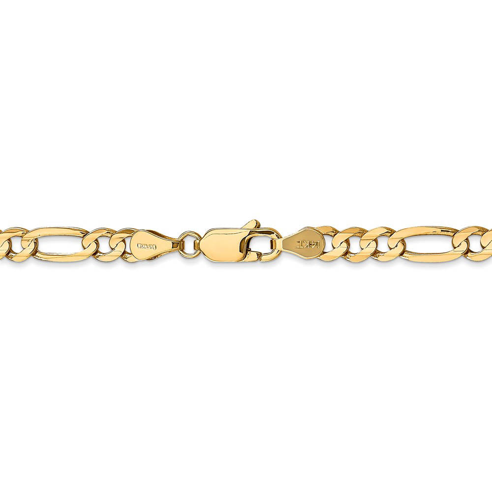 Alternate view of the 4.5mm, 14k Yellow Gold, Open Concave Figaro Chain Bracelet by The Black Bow Jewelry Co.