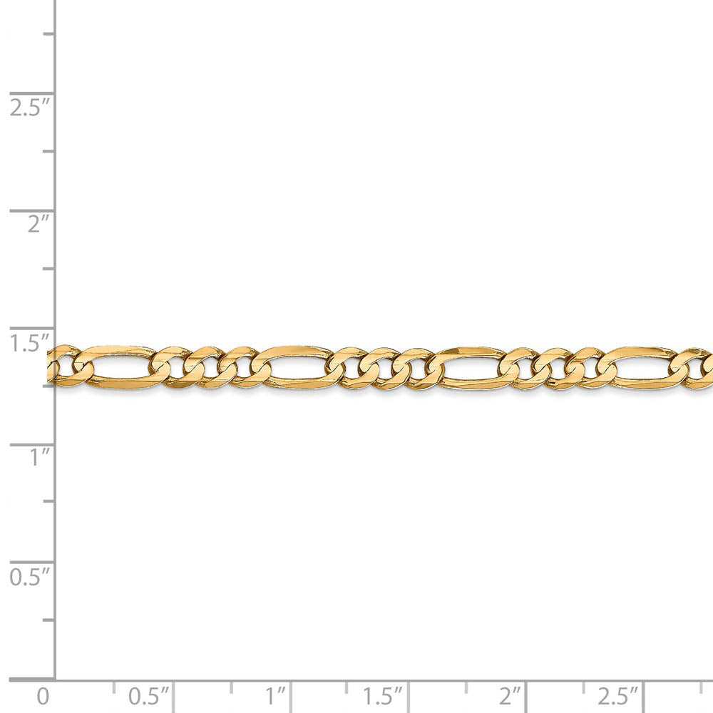 Alternate view of the 4.5mm, 14k Yellow Gold, Open Concave Figaro Chain Bracelet by The Black Bow Jewelry Co.