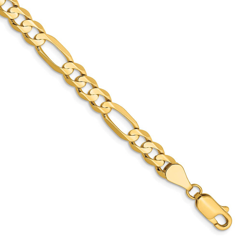 5.5mm, 14k Yellow Gold, Open Concave Figaro Chain Anklet or Bracelet, Item C8358-B by The Black Bow Jewelry Co.