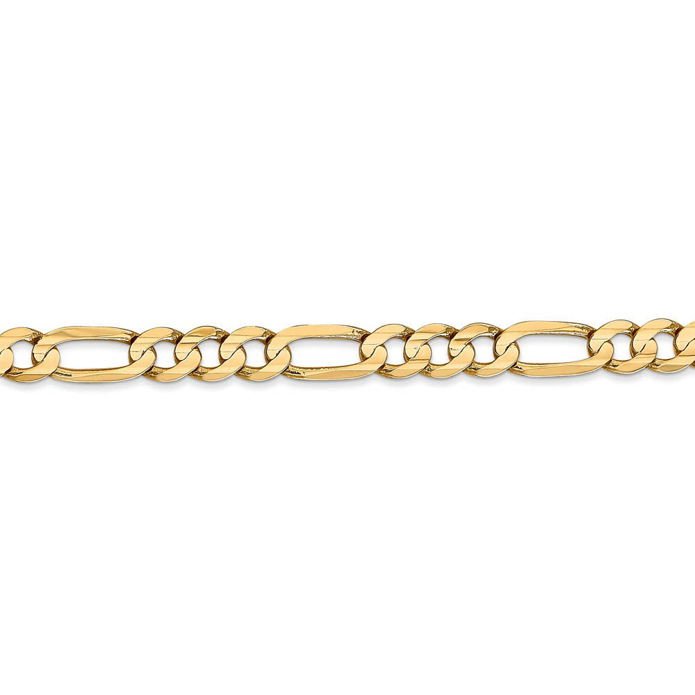 Alternate view of the 5.5mm, 14k Yellow Gold, Open Concave Figaro Chain Anklet or Bracelet by The Black Bow Jewelry Co.