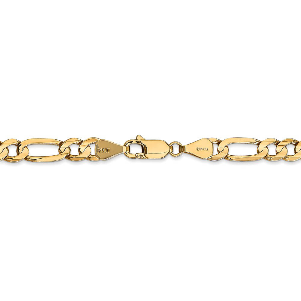 Alternate view of the 5.5mm, 14k Yellow Gold, Open Concave Figaro Chain Anklet or Bracelet by The Black Bow Jewelry Co.