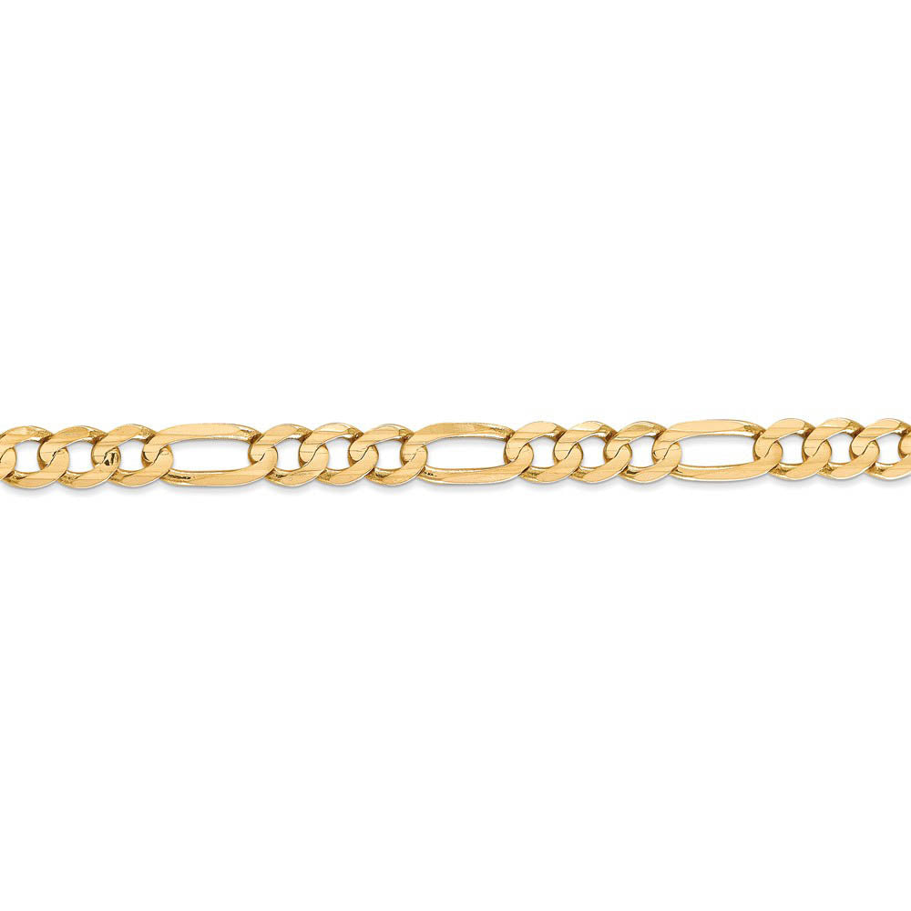 Alternate view of the Men's 6mm, 14k Yellow Gold, Open Concave Figaro Chain Bracelet by The Black Bow Jewelry Co.