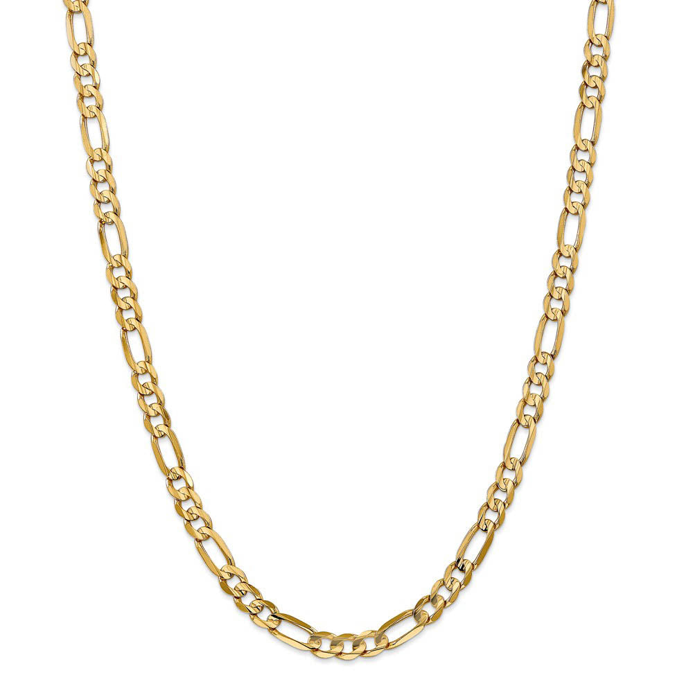 Alternate view of the Men's 6mm 14k Yellow Gold Open Concave Figaro Chain Necklace by The Black Bow Jewelry Co.