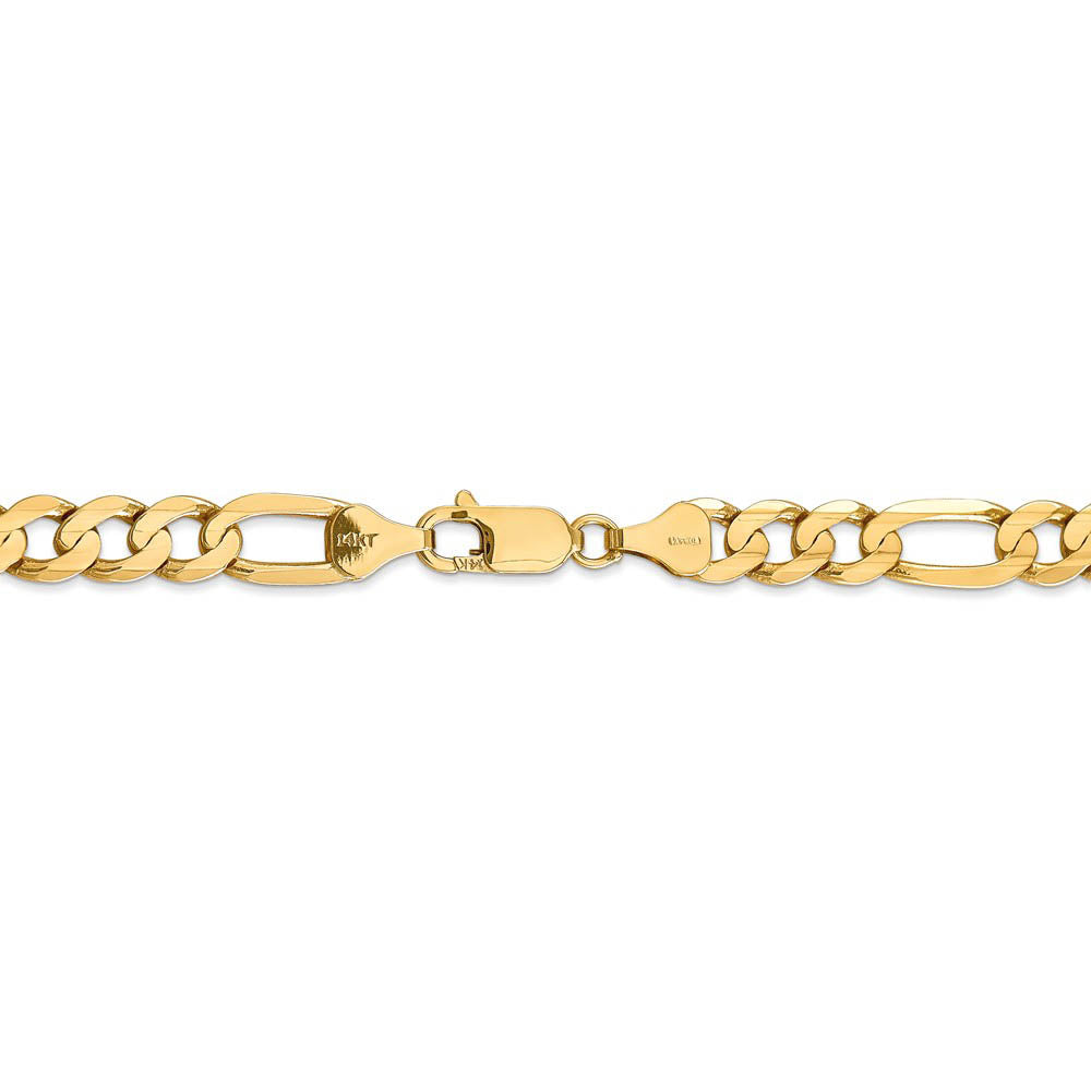 Alternate view of the Men's 6.75mm, 14k Yellow Gold, Concave Figaro Chain Bracelet by The Black Bow Jewelry Co.