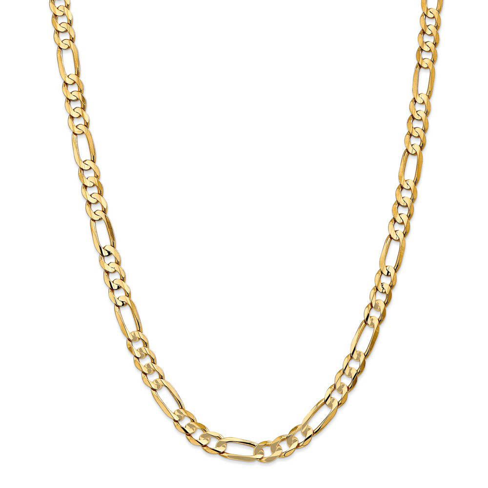Alternate view of the Men's 6.75mm, 14k Yellow Gold, Concave Figaro Chain Necklace by The Black Bow Jewelry Co.