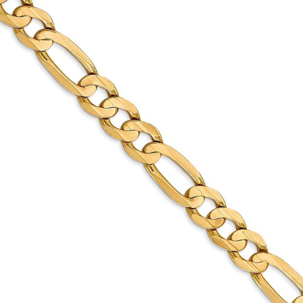 Men's 7.5mm, 14k Yellow Gold, Open Concave Figaro Chain Necklace, Item C8361 by The Black Bow Jewelry Co.