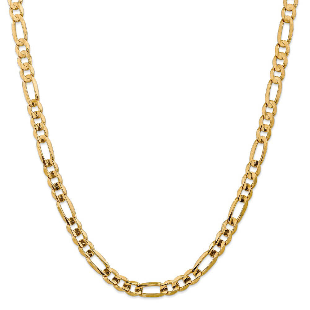 Alternate view of the Men's 7.5mm, 14k Yellow Gold, Open Concave Figaro Chain Necklace by The Black Bow Jewelry Co.
