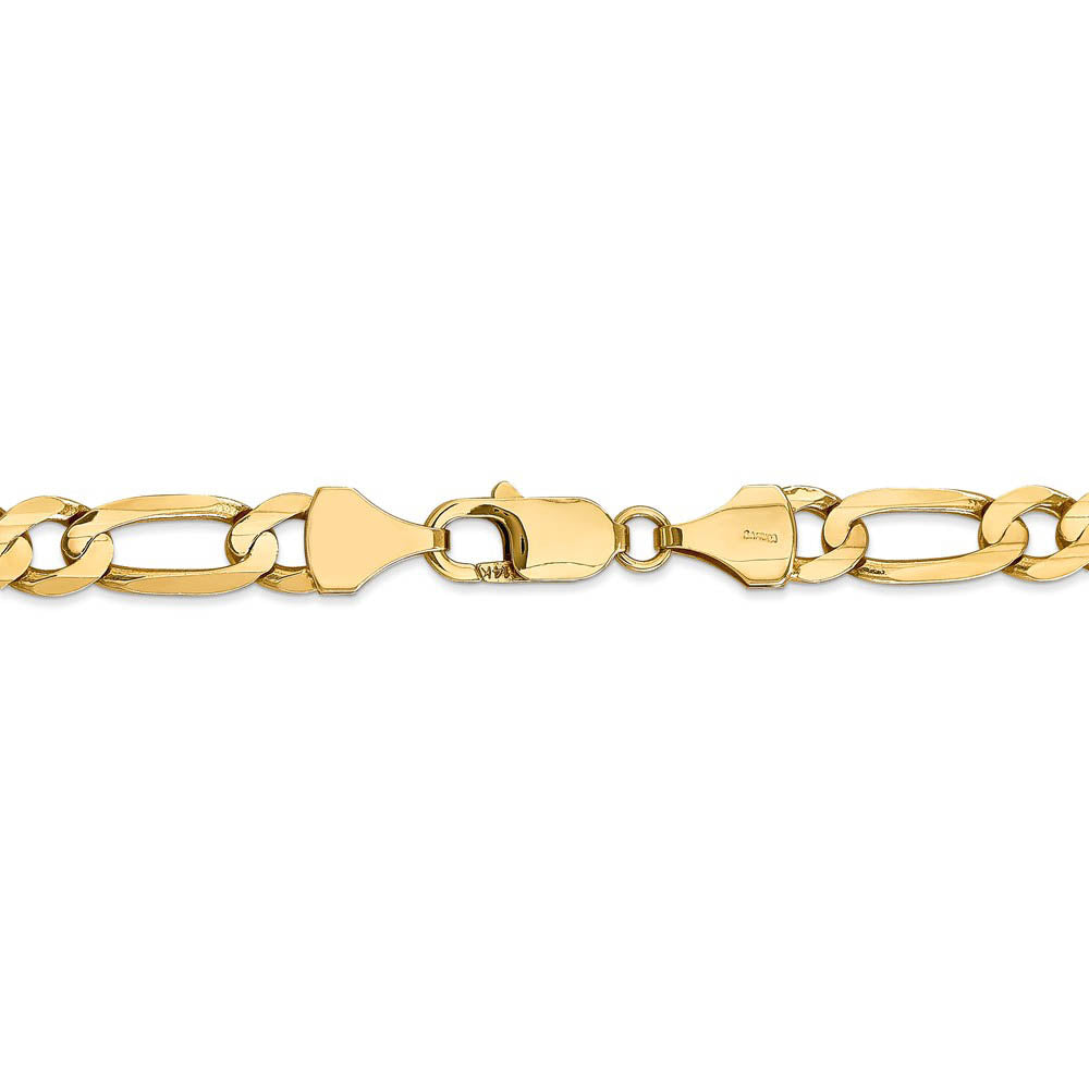 Alternate view of the Men's 7.5mm, 14k Yellow Gold, Open Concave Figaro Chain Necklace by The Black Bow Jewelry Co.