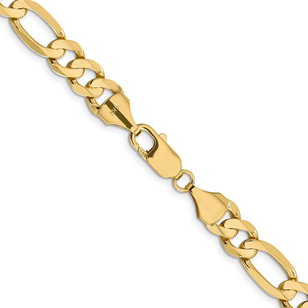 Men's 8.75mm, 14k Yellow Gold, Concave Figaro Chain Bracelet, Item C8362-B by The Black Bow Jewelry Co.