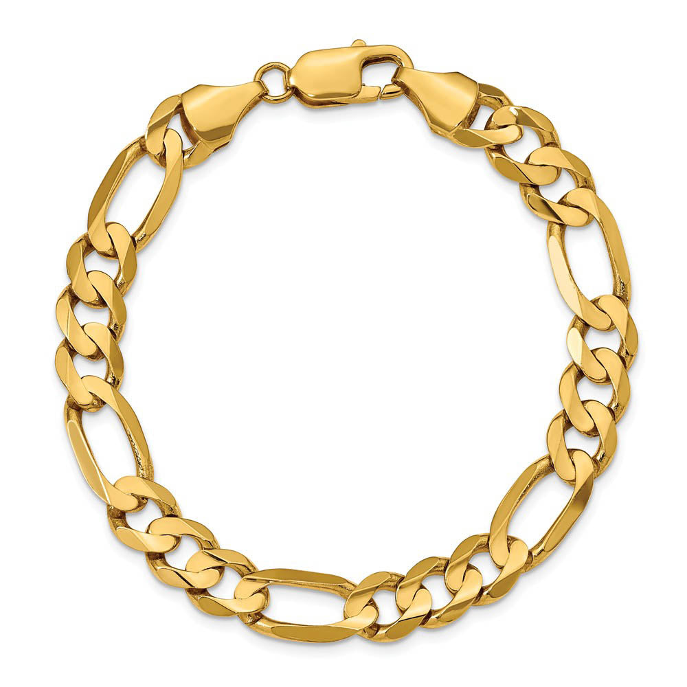 Alternate view of the Men's 8.75mm, 14k Yellow Gold, Concave Figaro Chain Bracelet by The Black Bow Jewelry Co.