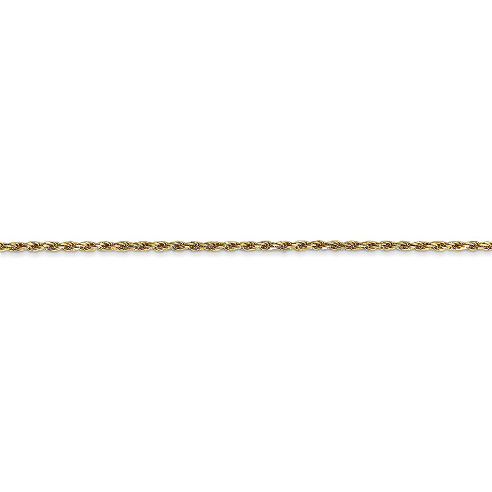Alternate view of the 1.3mm, 14k Yellow Gold, Diamond Cut Rope Chain Anklet or Bracelet by The Black Bow Jewelry Co.
