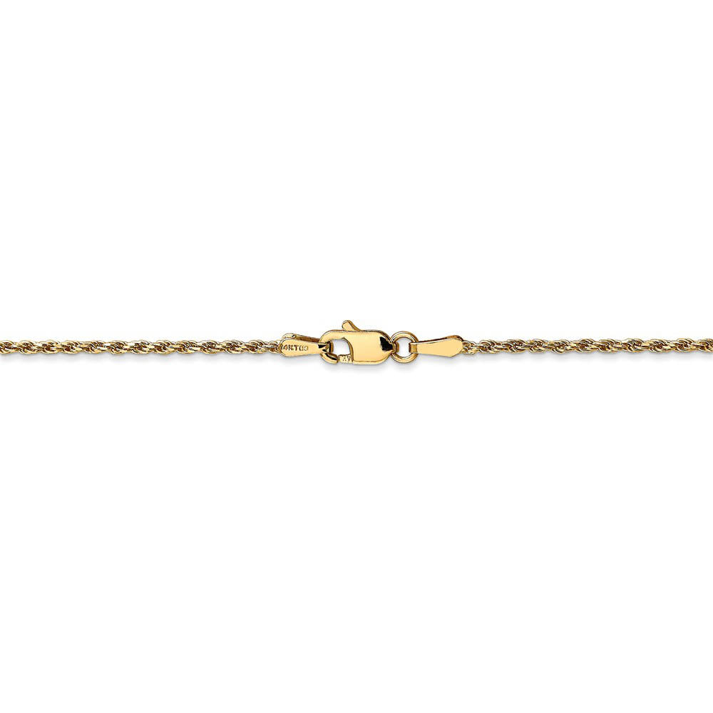 Alternate view of the 1.3mm, 14k Yellow Gold, Diamond Cut Rope Chain Anklet or Bracelet by The Black Bow Jewelry Co.