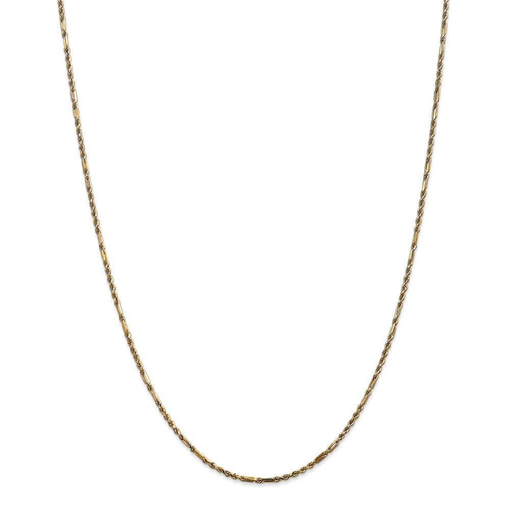 Alternate view of the 1.8mm, 14k Yellow Gold, Diamond Cut, Milano Rope Chain Necklace by The Black Bow Jewelry Co.