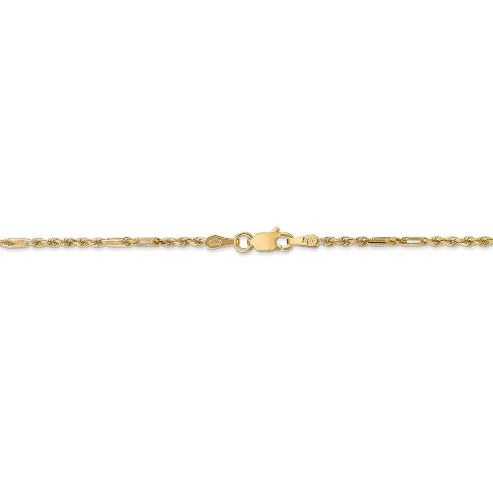 Alternate view of the 1.8mm, 14k Yellow Gold, Diamond Cut, Milano Rope Chain Necklace by The Black Bow Jewelry Co.