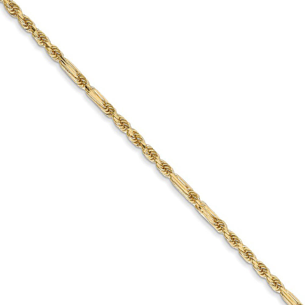 1.8mm, 14k Yellow Gold, Diamond Cut, Milano Rope Chain Necklace