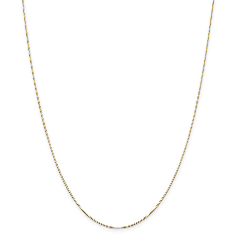 Alternate view of the 0.8mm, 14k Yellow Gold, Octagonal Snake Chain Necklace by The Black Bow Jewelry Co.