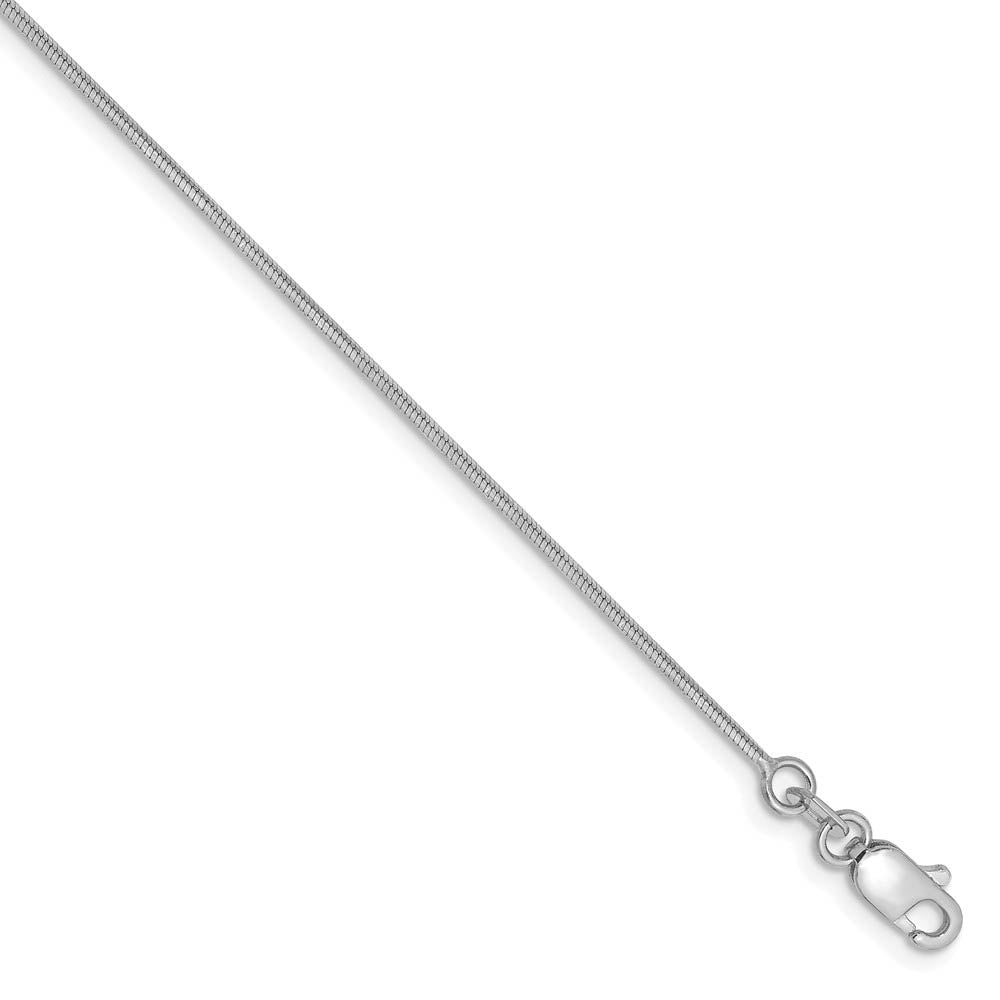 1mm, 14k White Gold, Octagonal Snake Chain Anklet or Bracelet