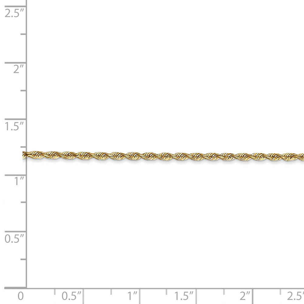 Alternate view of the 1.85mm, 14k Yellow Gold, D/C Quadruple Rope Chain Anklet by The Black Bow Jewelry Co.