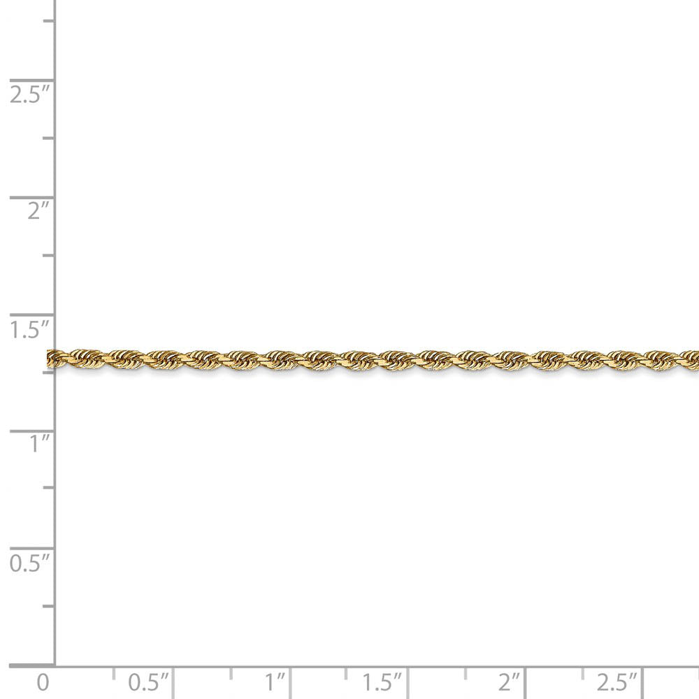 Alternate view of the 2.25mm, 14k Yellow Gold, D/C Quadruple Rope Chain Bracelet by The Black Bow Jewelry Co.