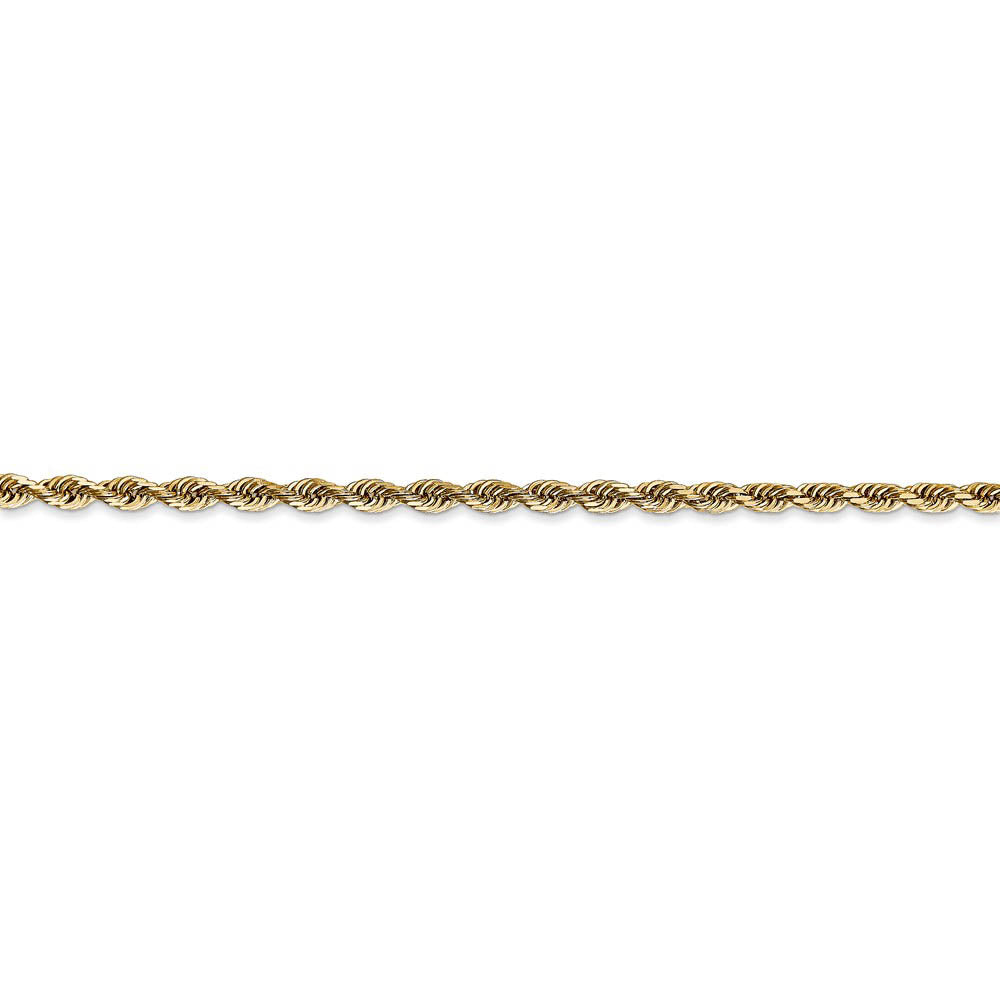 Alternate view of the 2.75mm, 14k Yellow Gold, D/C Quadruple Rope Chain Anklet or Bracelet by The Black Bow Jewelry Co.