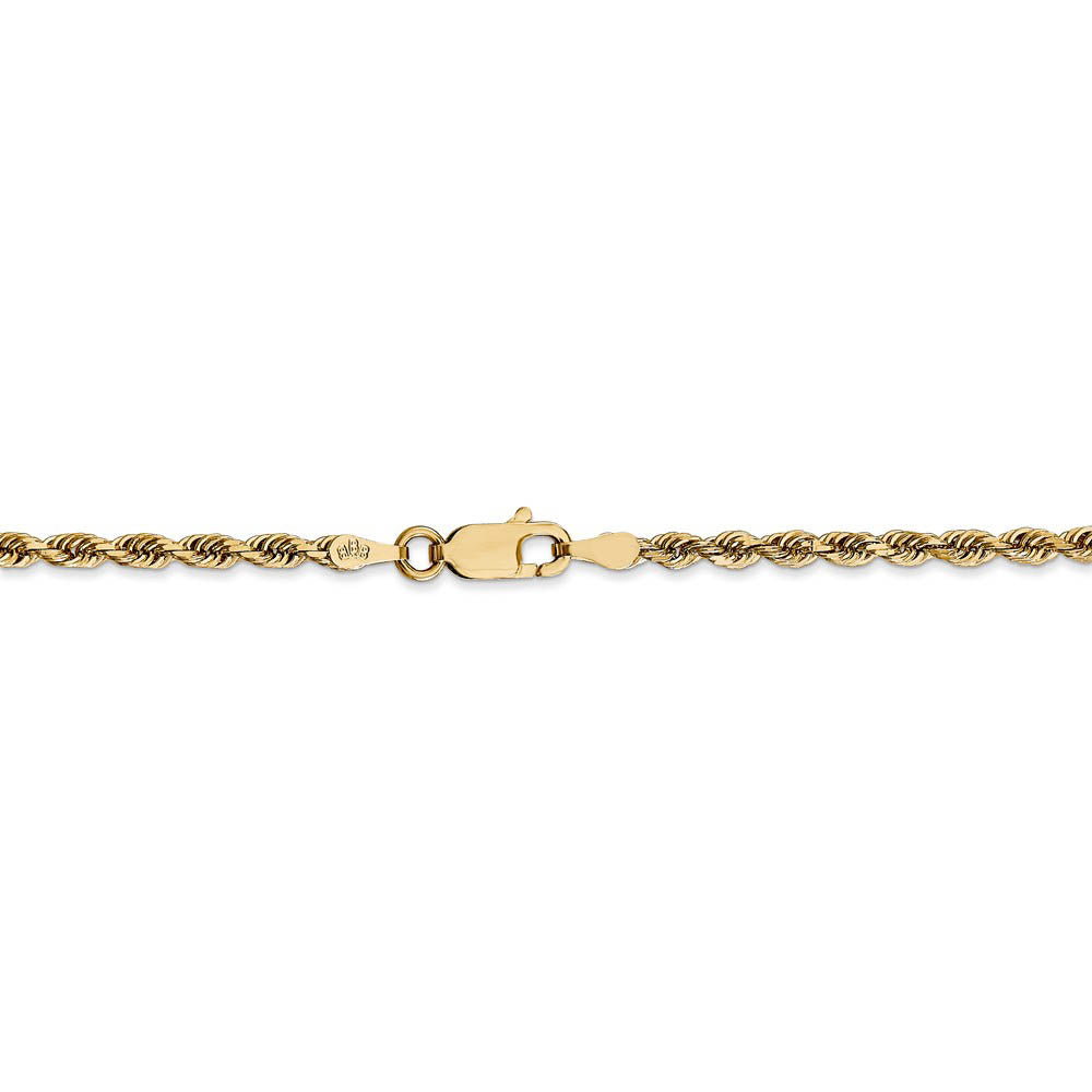 Alternate view of the 2.75mm, 14k Yellow Gold, D/C Quadruple Rope Chain Anklet or Bracelet by The Black Bow Jewelry Co.