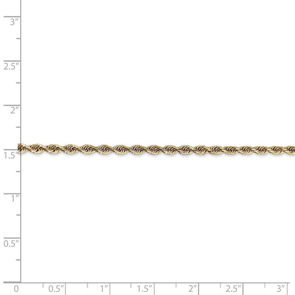 Alternate view of the 2.75mm, 14k Yellow Gold, D/C Quadruple Rope Chain Anklet or Bracelet by The Black Bow Jewelry Co.