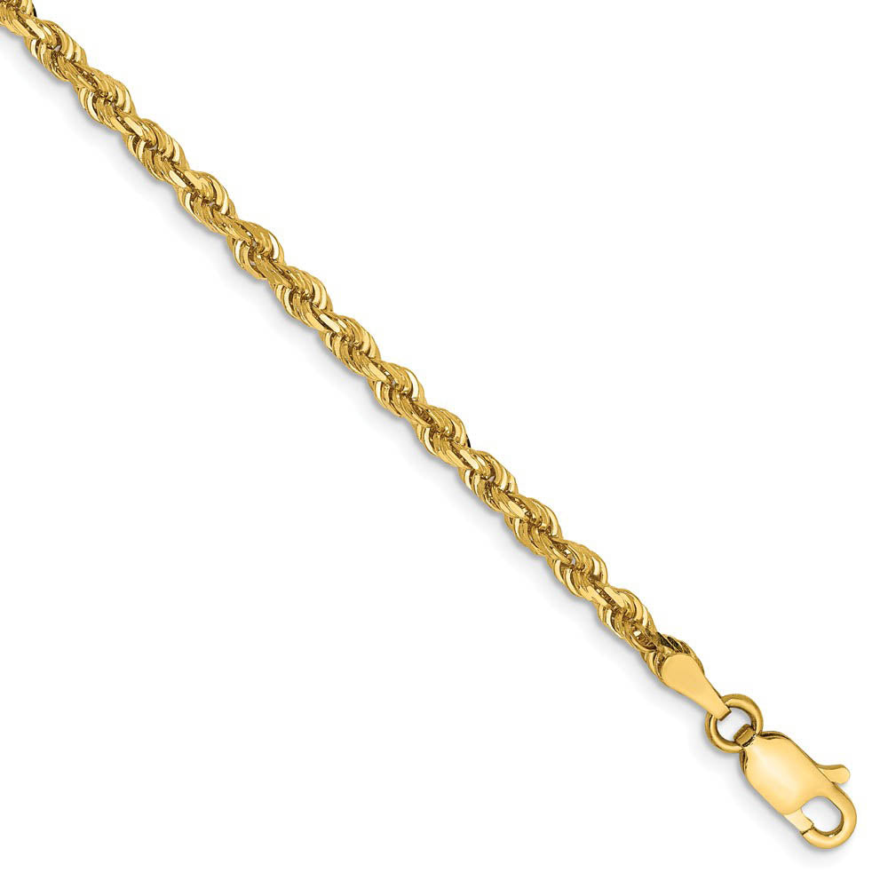 3mm, 14k Yellow Gold, D/C Quadruple Rope Chain Anklet or Bracelet, Item C8396-B by The Black Bow Jewelry Co.