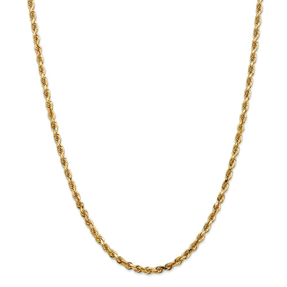 Alternate view of the 4mm, 14k Yellow Gold, D/C Quadruple Rope Chain Necklace by The Black Bow Jewelry Co.