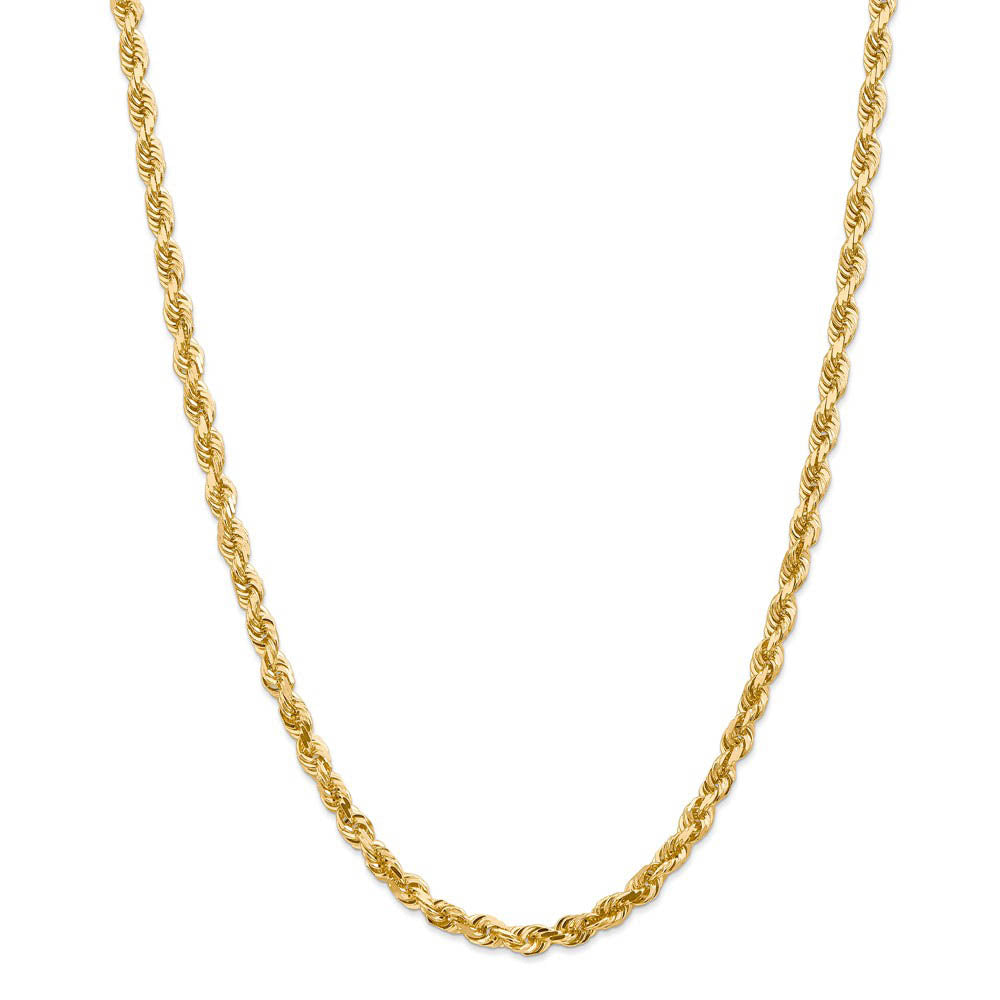 Alternate view of the 5mm, 14k Yellow Gold, D/C Quadruple Rope Chain Necklace by The Black Bow Jewelry Co.