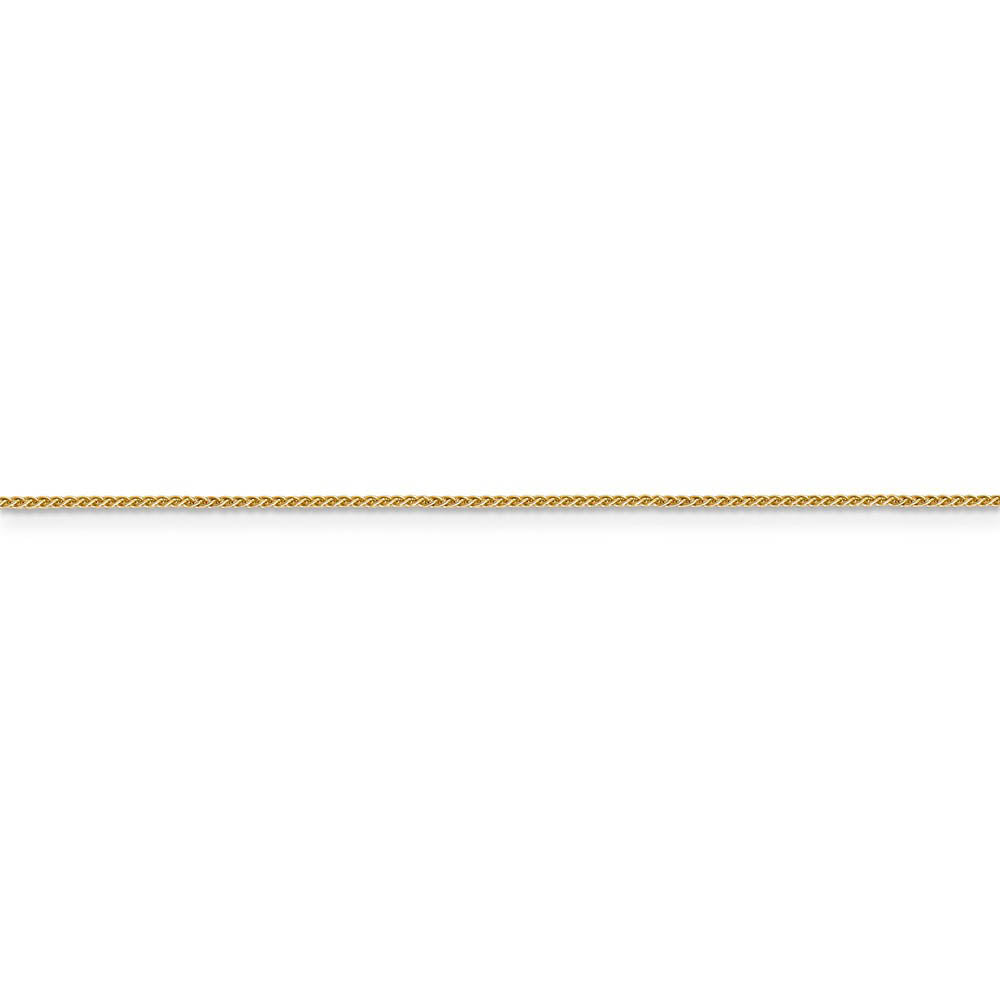 Alternate view of the 0.8mm, 14k Yellow Gold, Solid Spiga Chain Bracelet, 6 Inch by The Black Bow Jewelry Co.