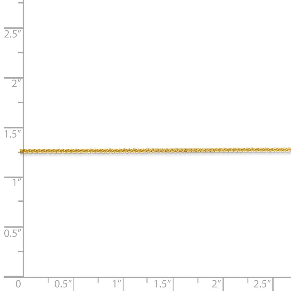 Alternate view of the 1mm, 14k Yellow Gold, Solid Spiga Chain Bracelet by The Black Bow Jewelry Co.