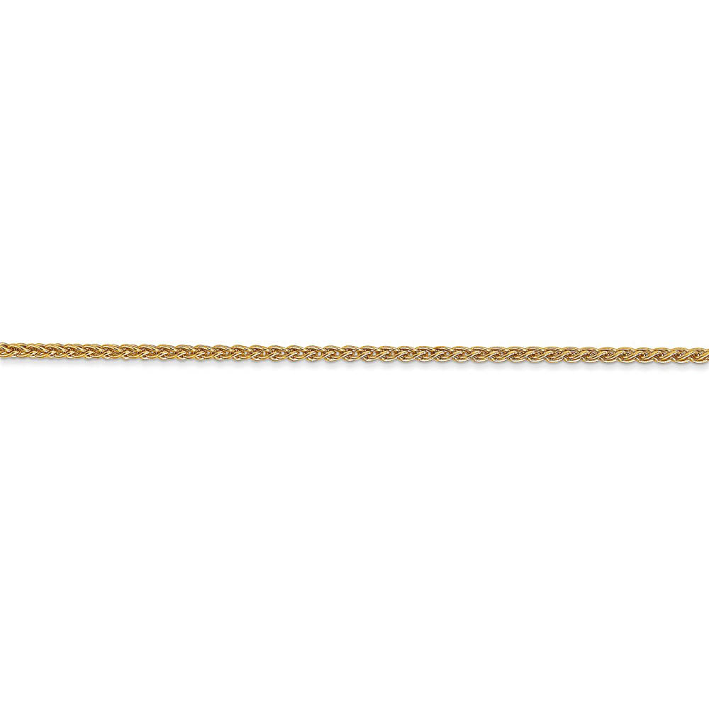 Alternate view of the 1.65mm, 14k Yellow Gold, Solid Spiga Chain Bracelet, 7 Inch by The Black Bow Jewelry Co.