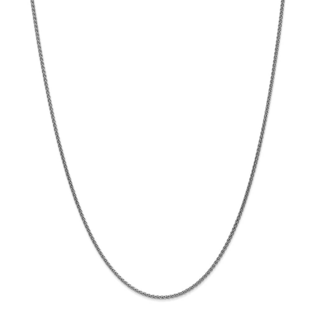Alternate view of the 1.65mm, 14k White Gold, Solid Spiga Chain Necklace by The Black Bow Jewelry Co.
