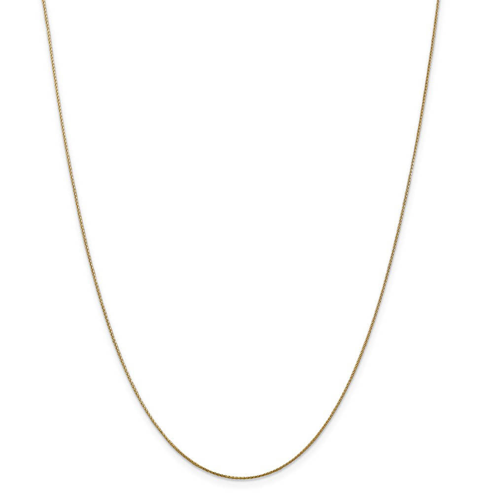 Alternate view of the 0.65mm, 14k Yellow Gold, Diamond Cut Spiga Chain Necklace by The Black Bow Jewelry Co.