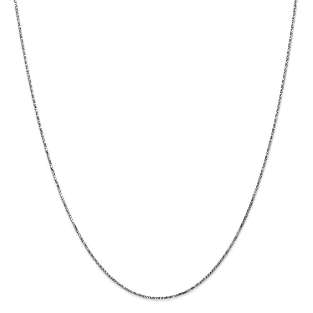 Alternate view of the 1mm, 14k White Gold, Diamond Cut Solid Spiga Chain Necklace by The Black Bow Jewelry Co.