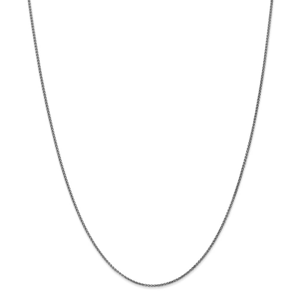 Alternate view of the 1.2mm, 14k White Gold, Diamond Cut Solid Spiga Chain Necklace by The Black Bow Jewelry Co.