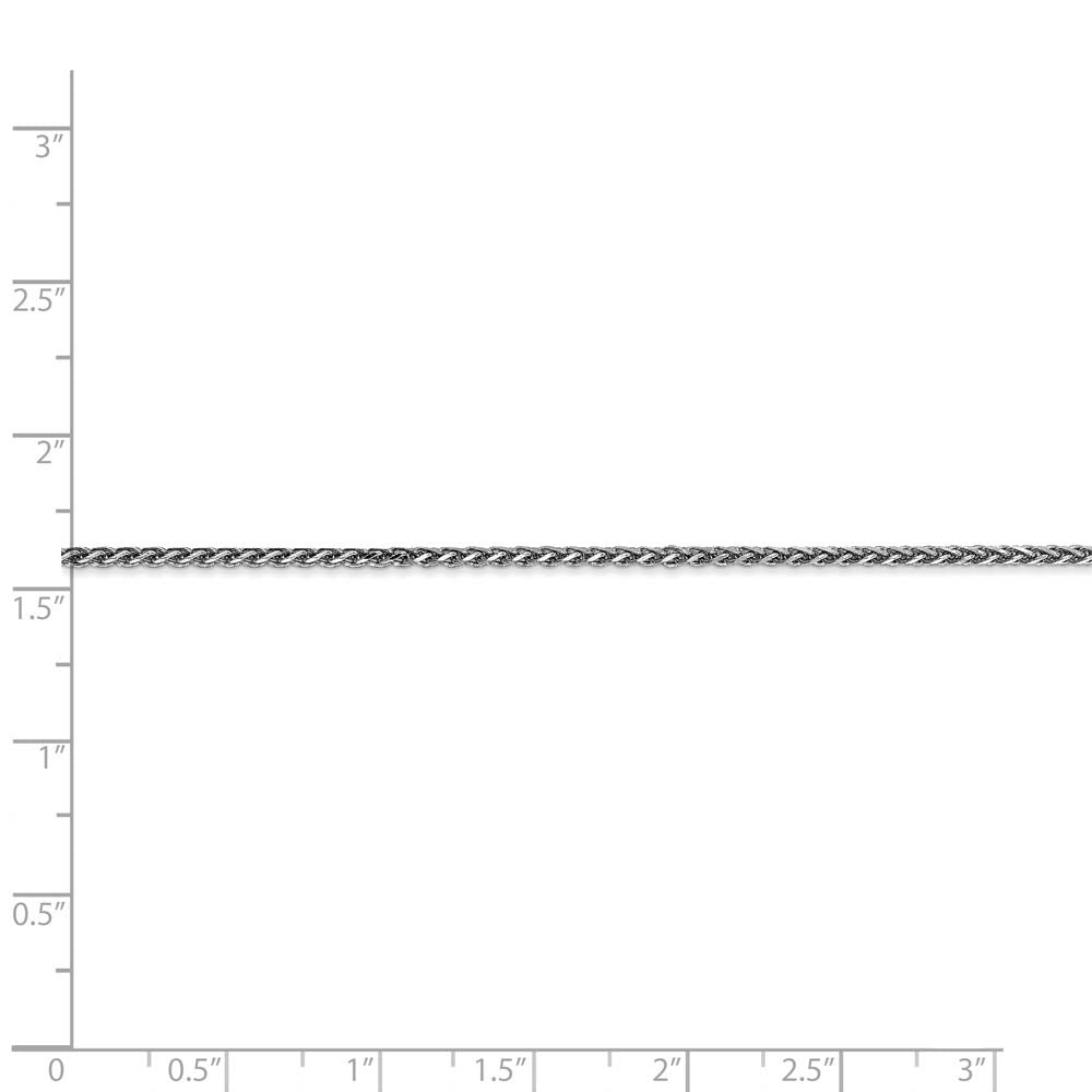 Alternate view of the 1.4mm, 14k White Gold Diamond Cut Solid Spiga Chain Bracelet by The Black Bow Jewelry Co.