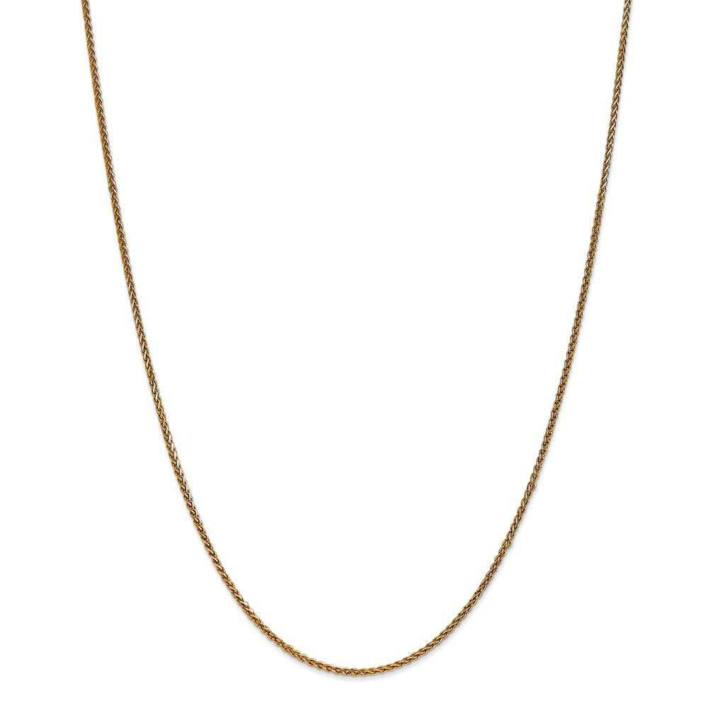 Alternate view of the 1.4mm, 14k Yellow Gold Diamond Cut Solid Spiga Chain Necklace by The Black Bow Jewelry Co.