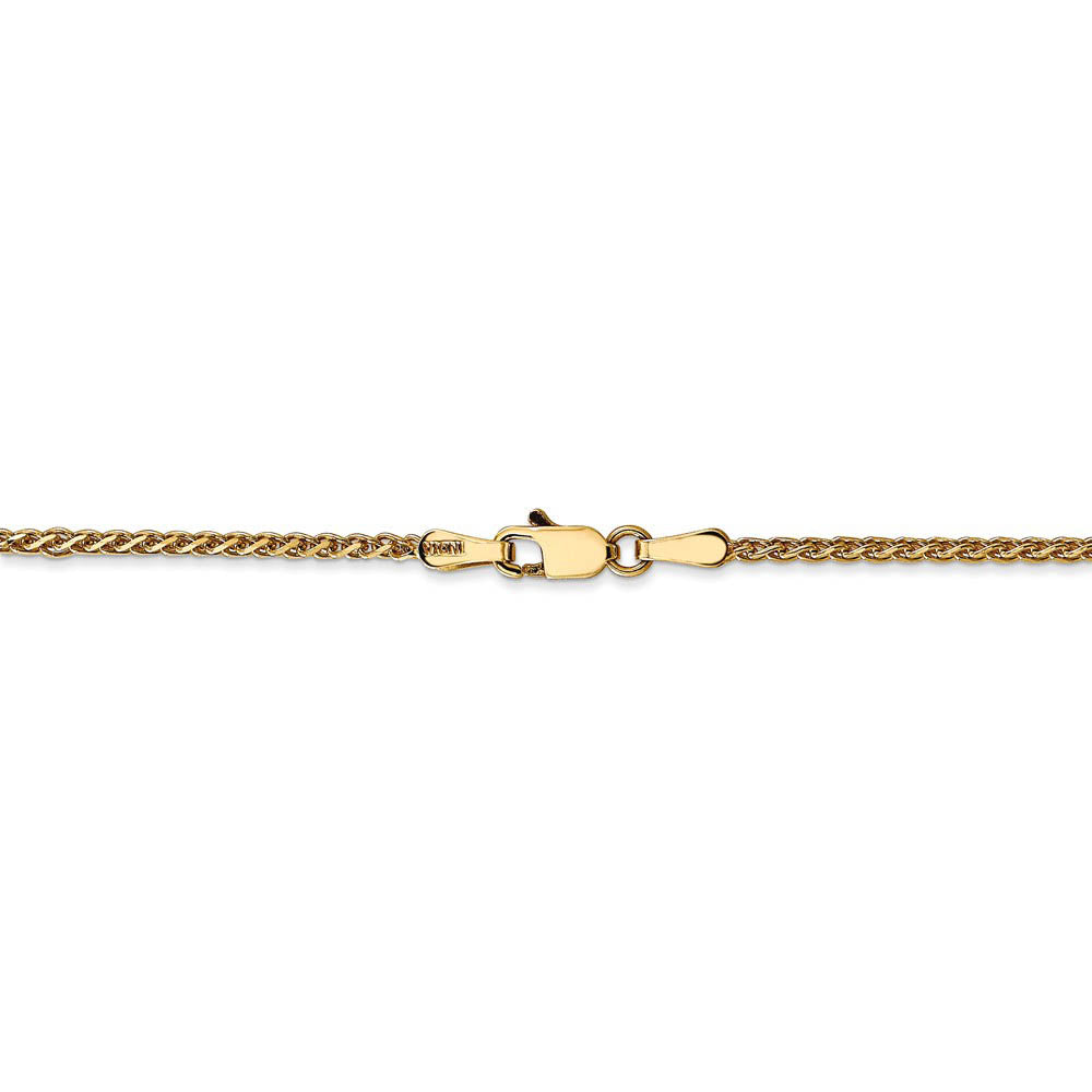 Alternate view of the 1.4mm, 14k Yellow Gold Diamond Cut Solid Spiga Chain Necklace by The Black Bow Jewelry Co.