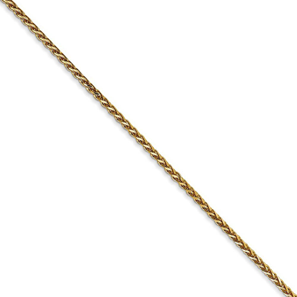 1.4mm, 14k Yellow Gold Diamond Cut Solid Spiga Chain Necklace