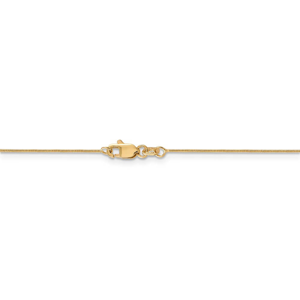 Alternate view of the 0.65mm, 14k Yellow Gold, Round Snake Chain Necklace by The Black Bow Jewelry Co.