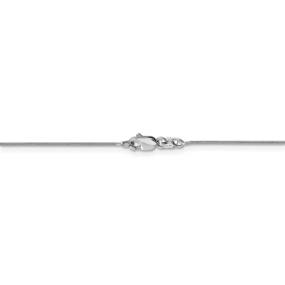 Alternate view of the 0.8mm, 14k White Gold, Round Snake Chain Anklet, 9 Inch by The Black Bow Jewelry Co.