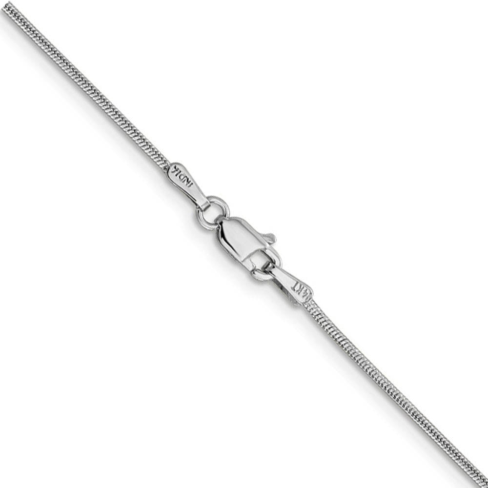 Alternate view of the 1.1mm, 14k White Gold, Round Solid Snake Chain Bracelet, 8 Inch by The Black Bow Jewelry Co.