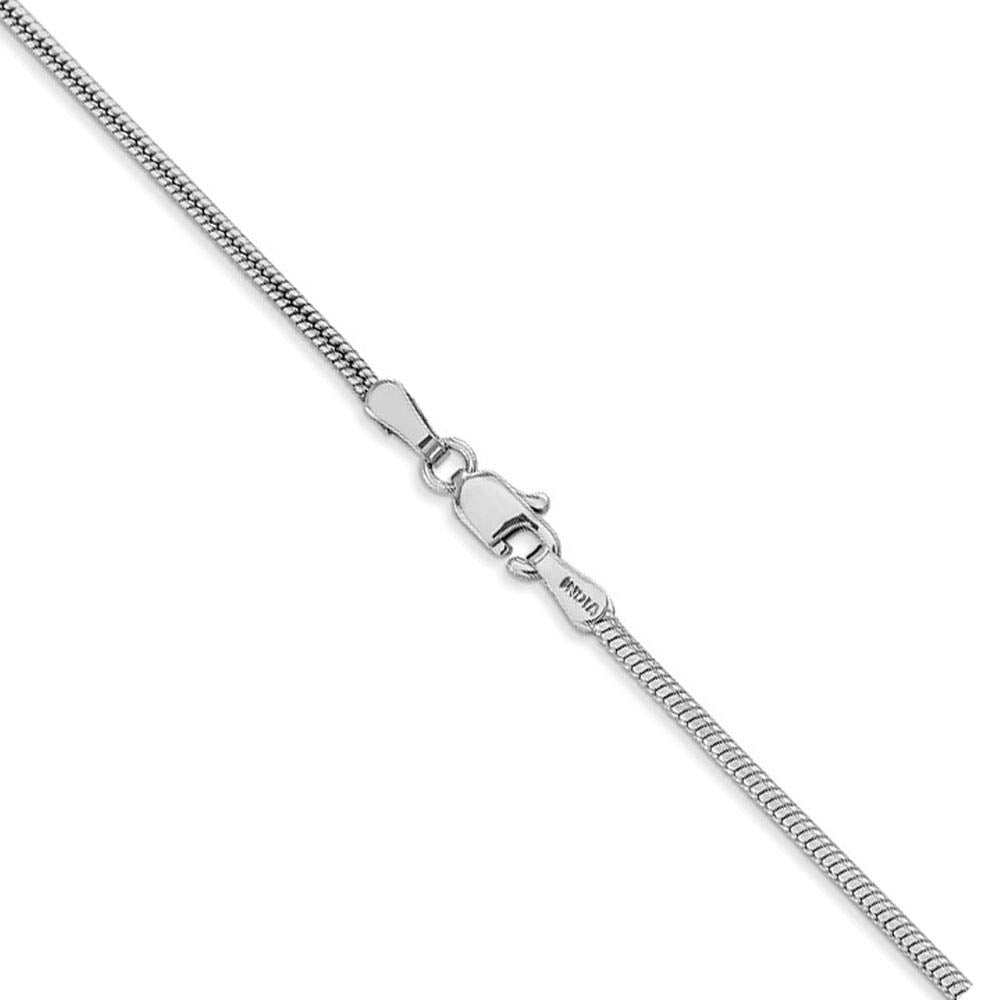 Alternate view of the 1.6mm, 14k White Gold, Round Solid Snake Chain Bracelet, 8 Inch by The Black Bow Jewelry Co.