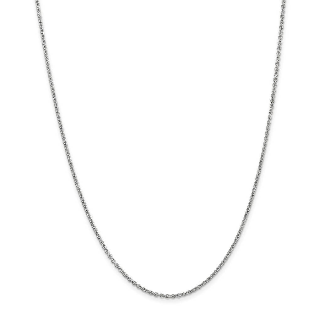 Alternate view of the 1.8mm, 14k White Gold, Solid Cable Chain Necklace by The Black Bow Jewelry Co.