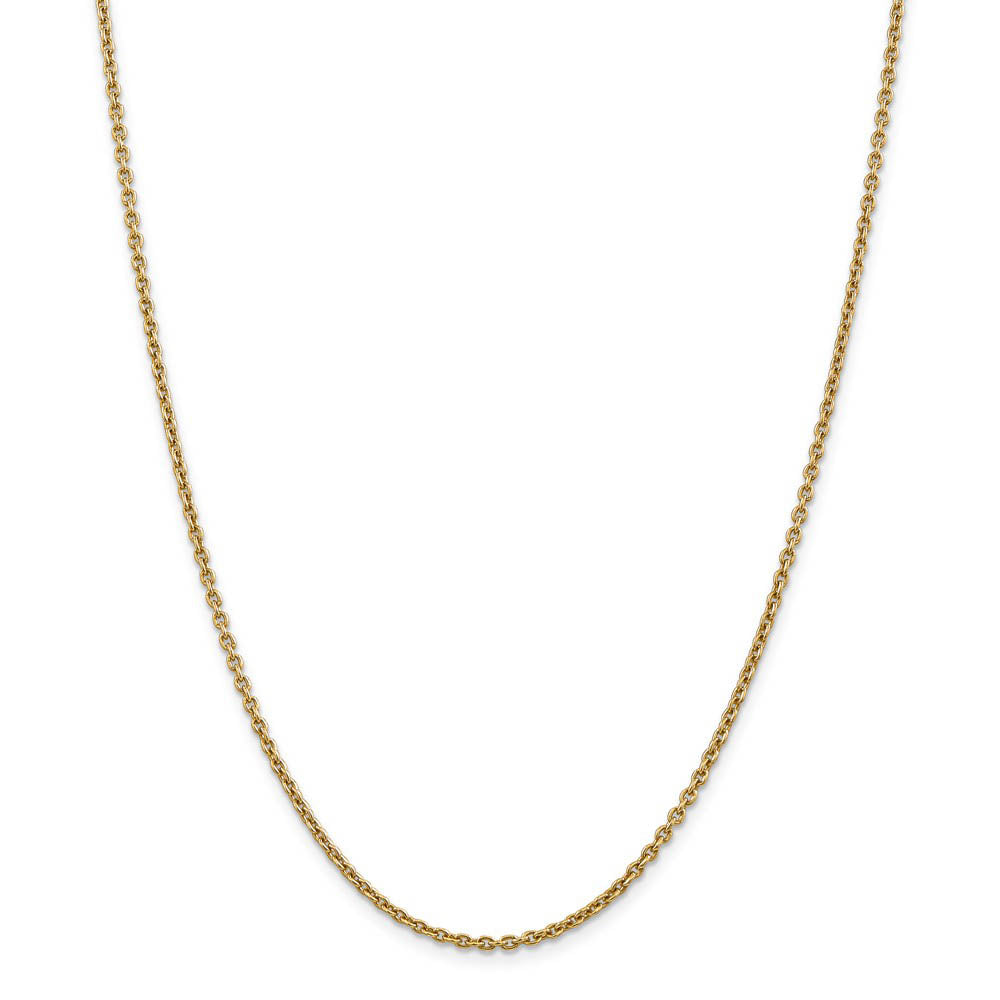 Alternate view of the 2.2mm, 14k Yellow Gold, Solid Cable Chain Necklace by The Black Bow Jewelry Co.
