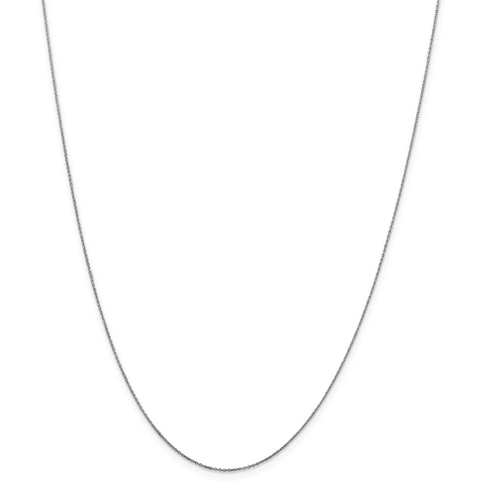 Alternate view of the 0.6mm, 14k White Gold, Diamond Cut Solid Cable Chain Necklace by The Black Bow Jewelry Co.