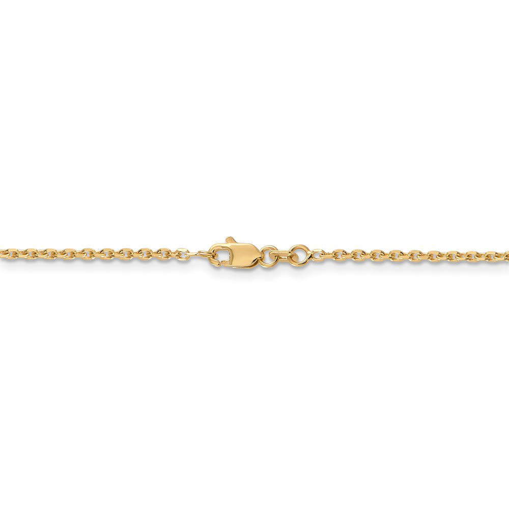 Alternate view of the 1.65mm 14k Yellow Gold Diamond Cut Solid Cable Chain Anklet, 9 Inch by The Black Bow Jewelry Co.